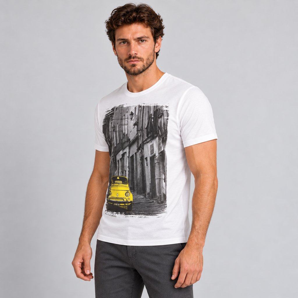 T-SHIRT UOMO CON STAMPA 500 MAGLIETTA MANICA CORTA  100%COTONE  MADE IN ITALY