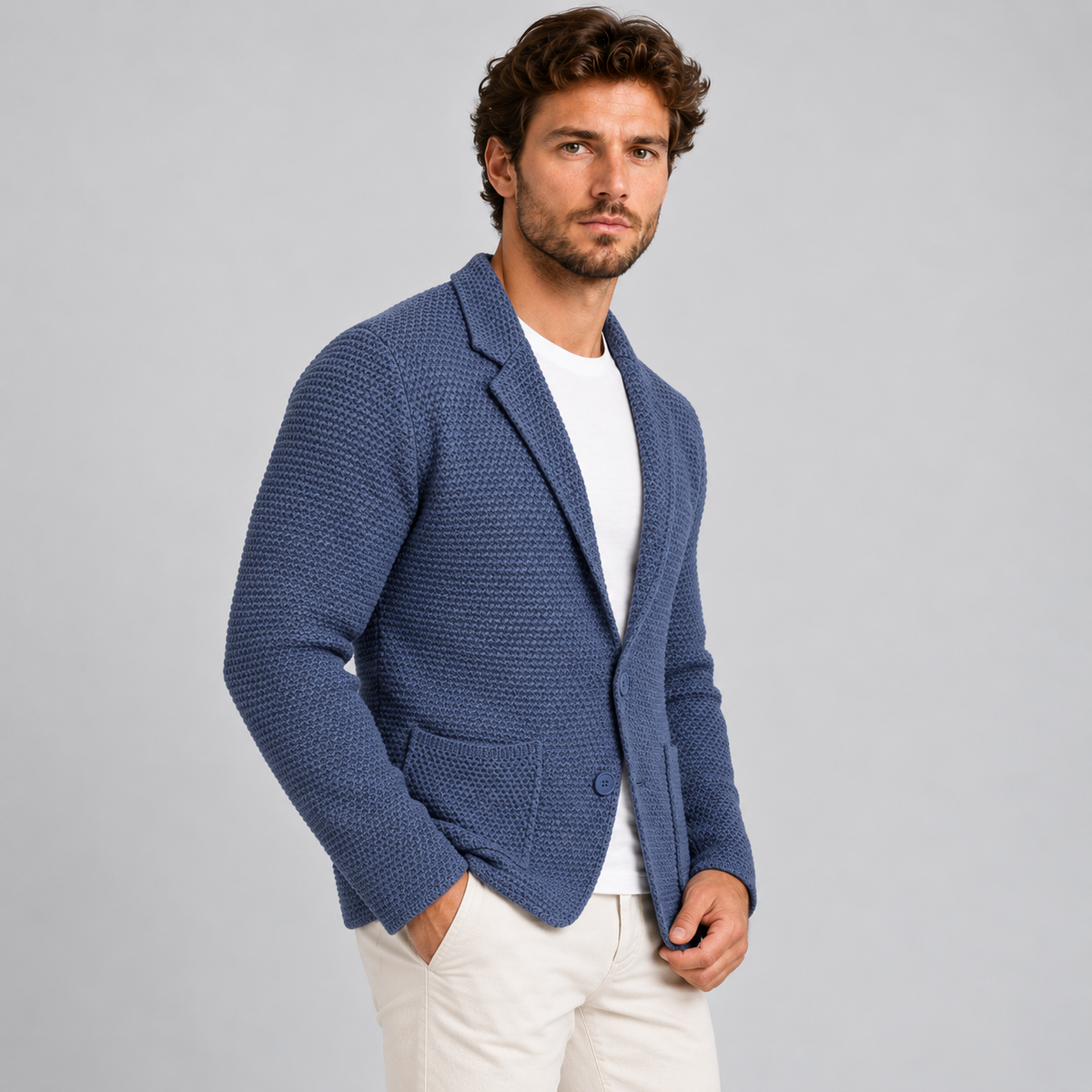 GIACCA UOMO LINKS COTONE CARDIGAN LAVORATA A MAGLIA SLIM FIT