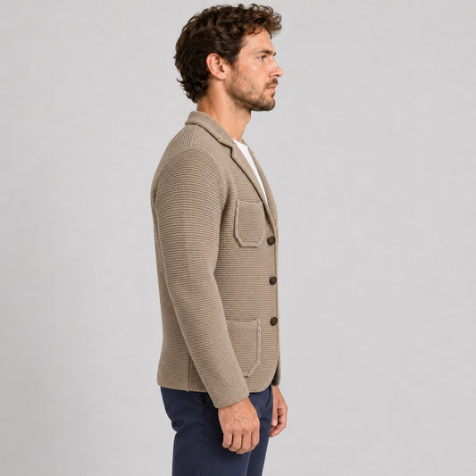 MEN'S KNITWEAR CARDIGAN JACKET WOOL MIX SLIM JACKET 100% MADE IN ITALY
