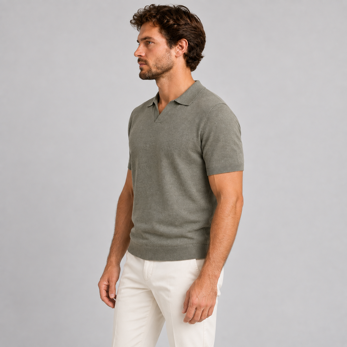 MEN'S COTTON POLO SHIRT SHORT SLEEVE T-SHIRT JERSEY KNIT MADE IN ITALY