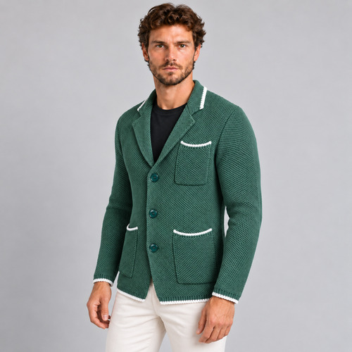CARDIGAN UOMO 100% COTONE LAVORAZIONE NIDO D'APE DOPPIO PETTO SARTORIALE 100% MADE IN ITALY