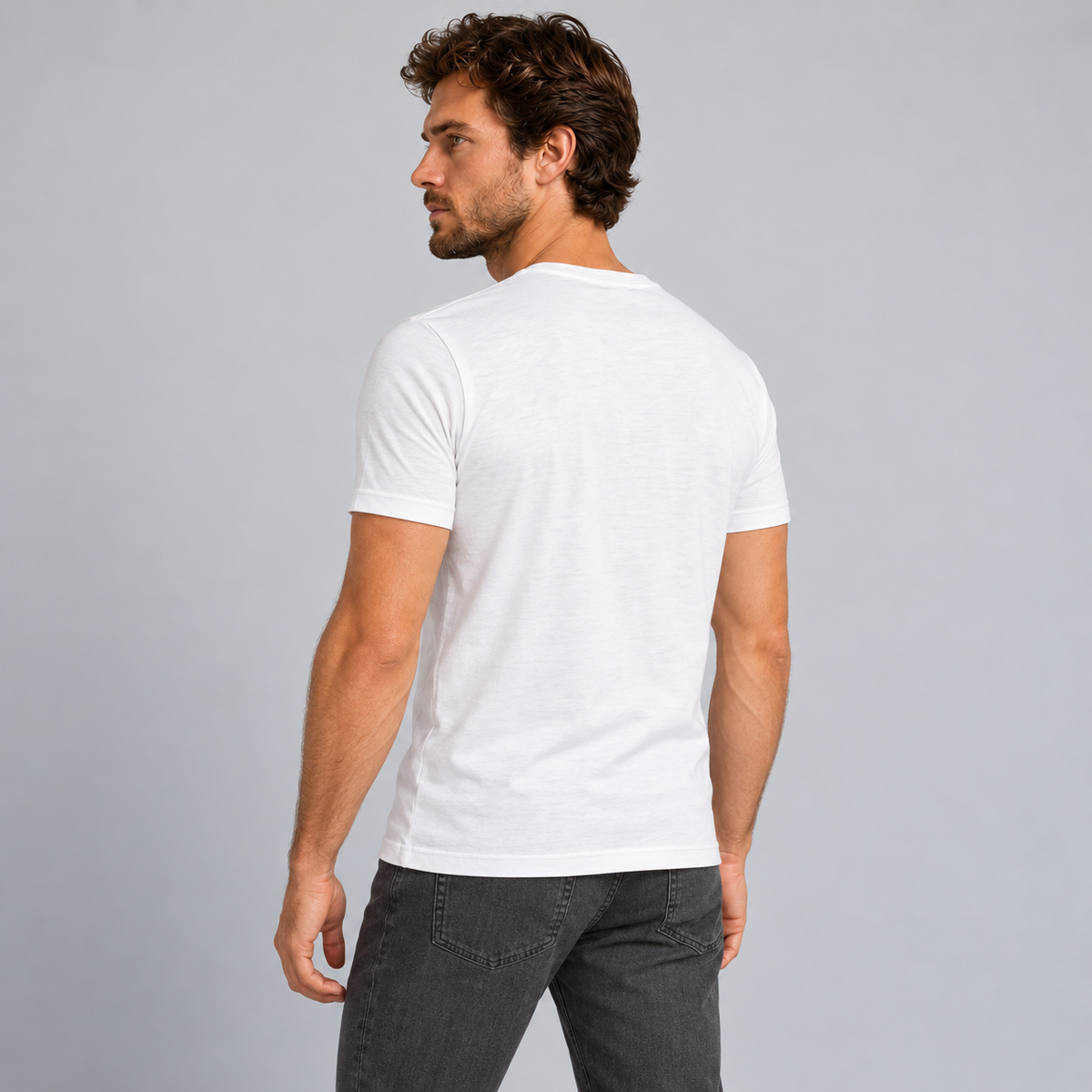 HERREN-T-Shirt, kurzärmliges T-Shirt mit Aufdruck, gestrickt aus 100 % Baumwolle, hergestellt in Italien