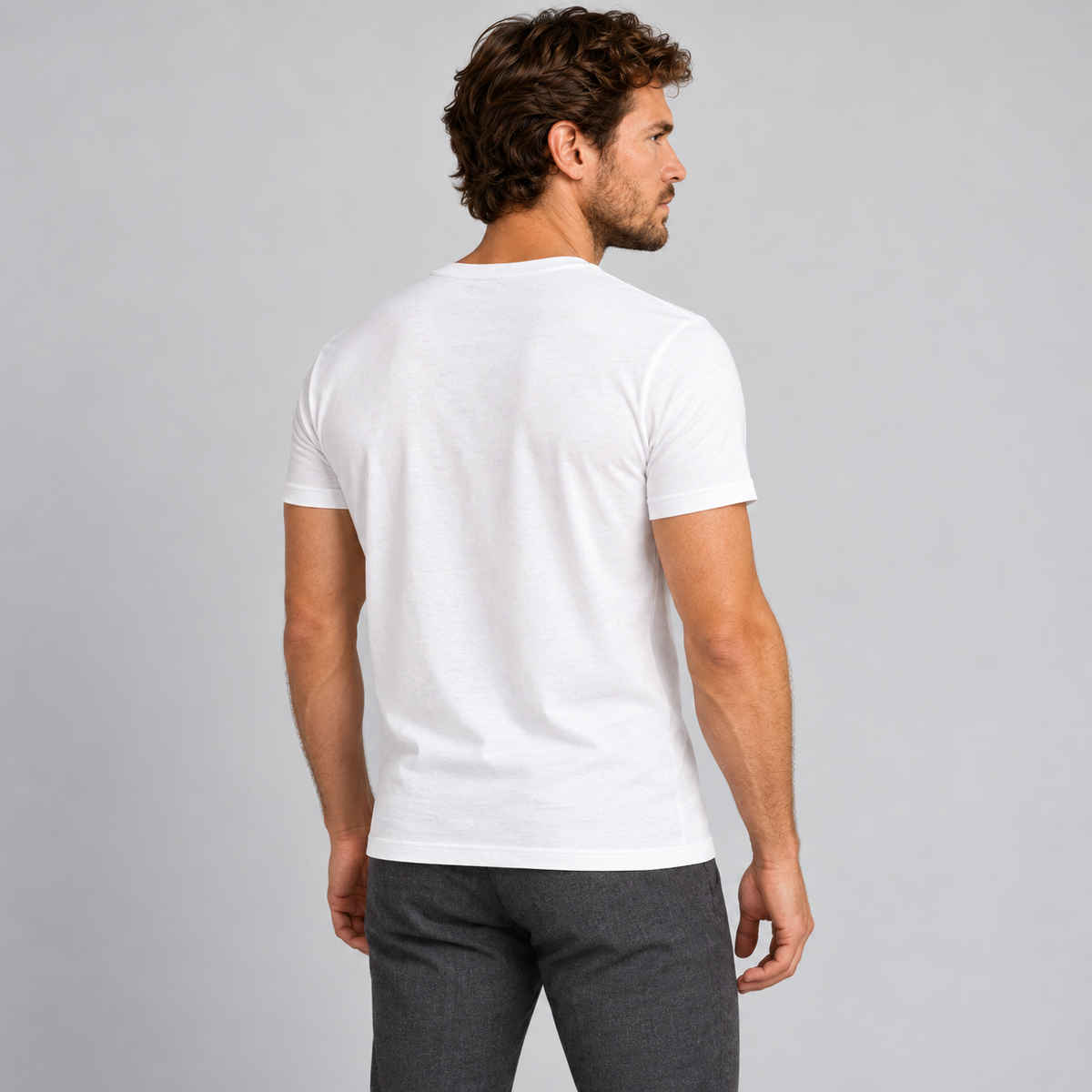 HERREN-T-SHIRT AMSTERDAM-DRUCK KURZARMLOSHIRT 100% BAUMWOLLE MADE IN ITALY