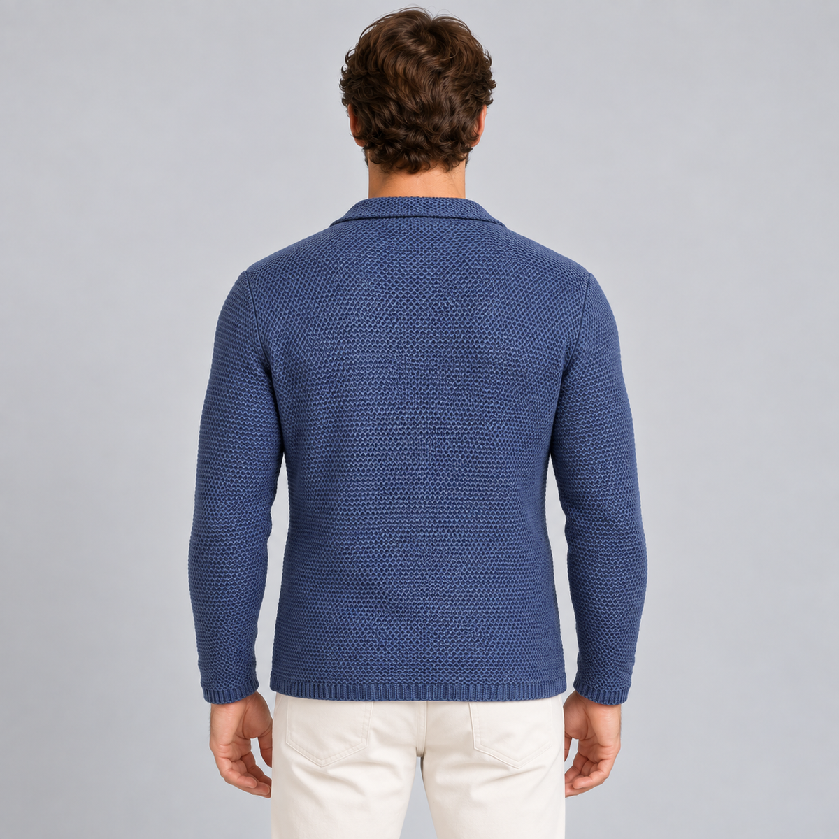 HERRENJACKE AUS BAUMWOLLE MIT WABENSTRUKTUR CARDIGAN STRICKWAREN MADE IN ITALY