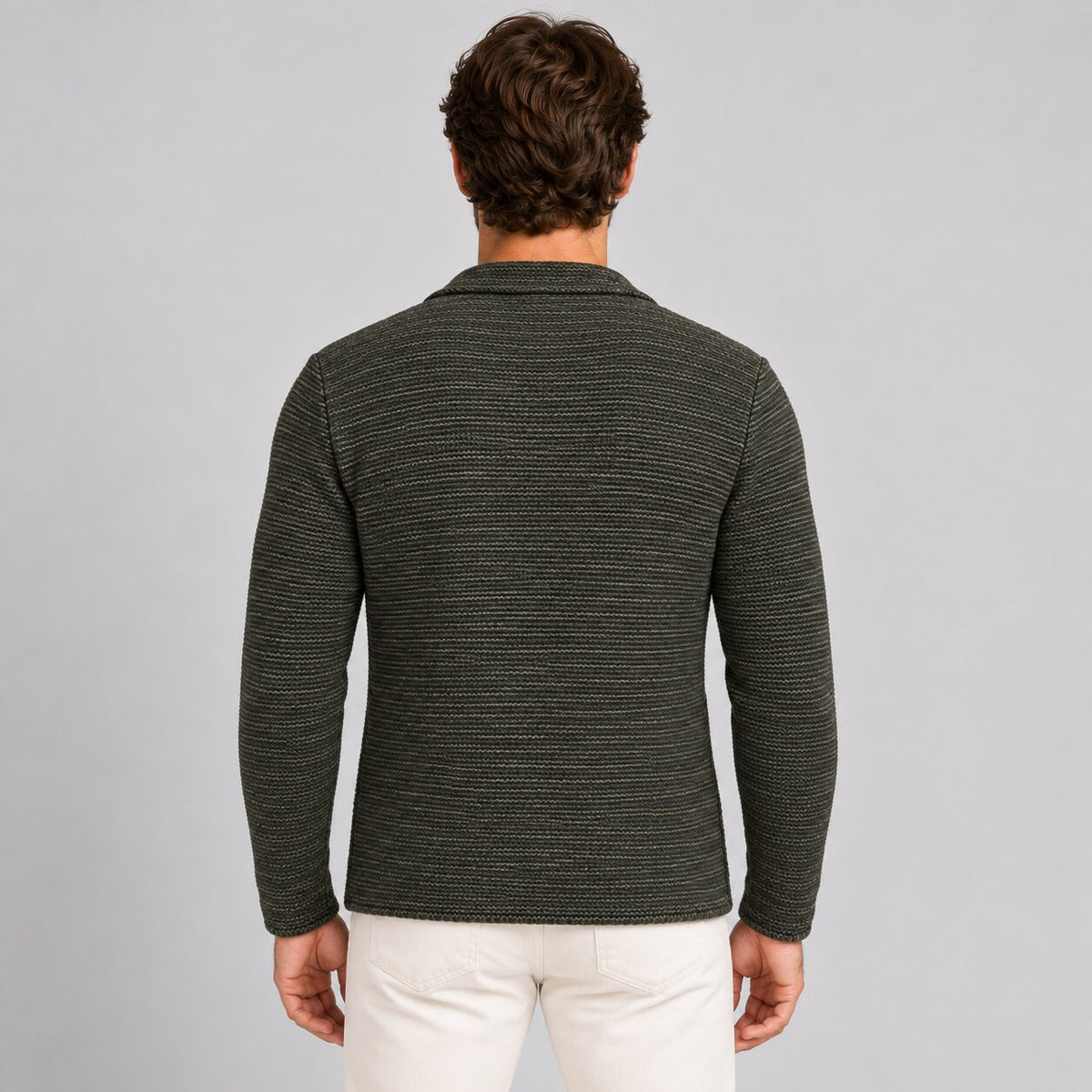 CARDIGAN UOMO LAVORATO A MAGLIA GIACCA MISTO LANA  SLIM FIT MADE IN ITALY