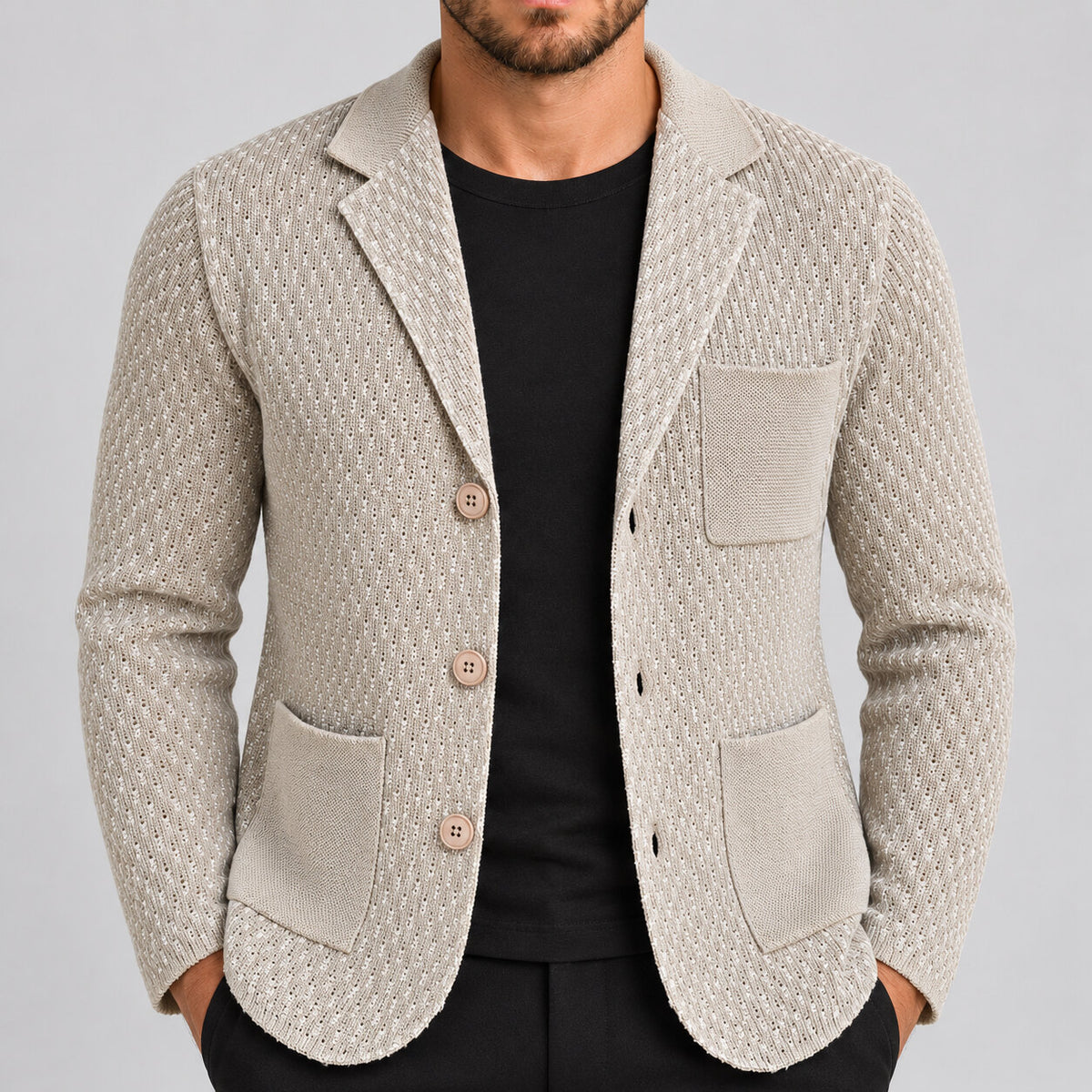 MEN'S COTTON CARDIGAN JACKET CASUAL KNITWEAR 100% MADE IN ITALY SLIM FIT