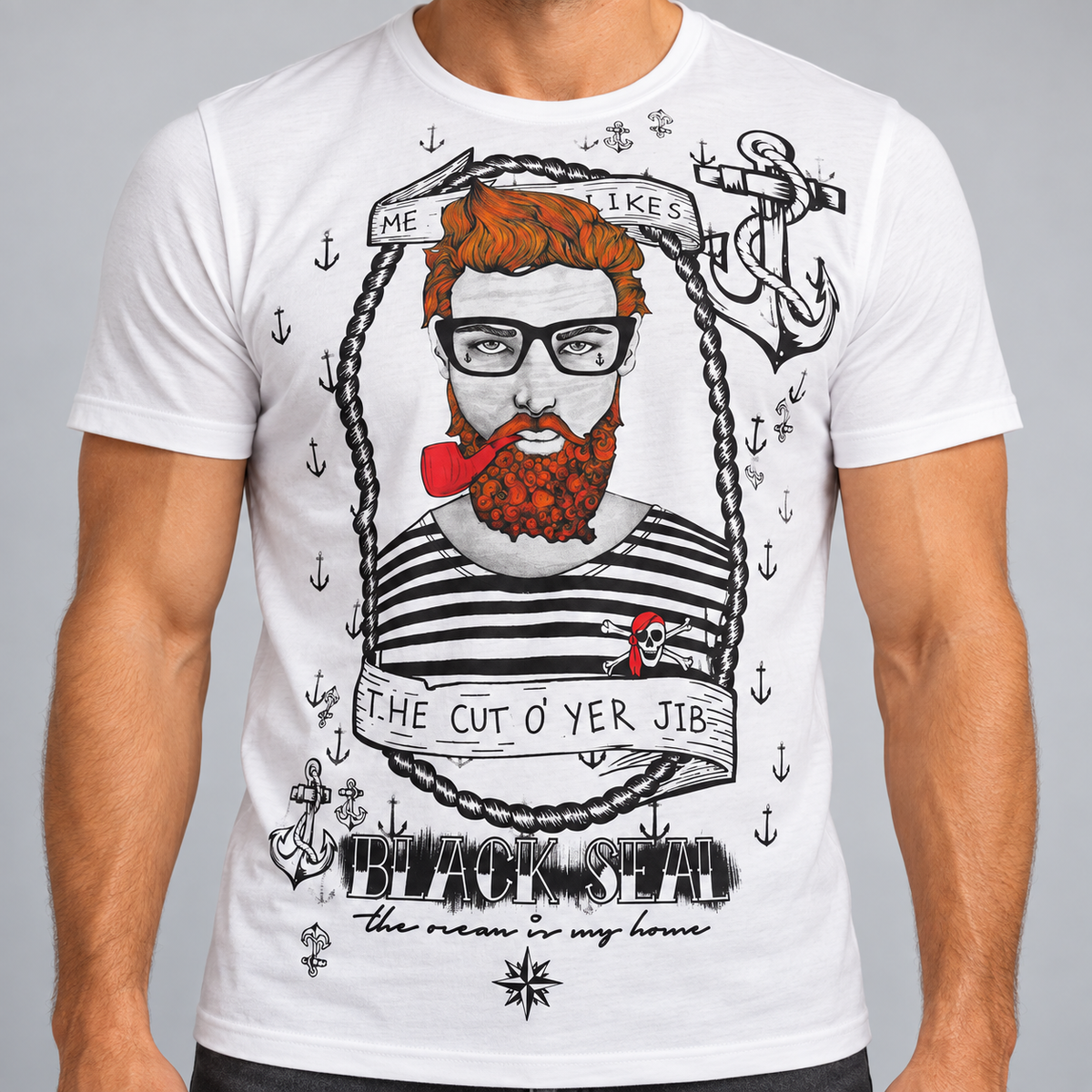 HERREN-T-Shirt, kurzärmliges T-Shirt mit Aufdruck, gestrickt aus 100 % Baumwolle, hergestellt in Italien