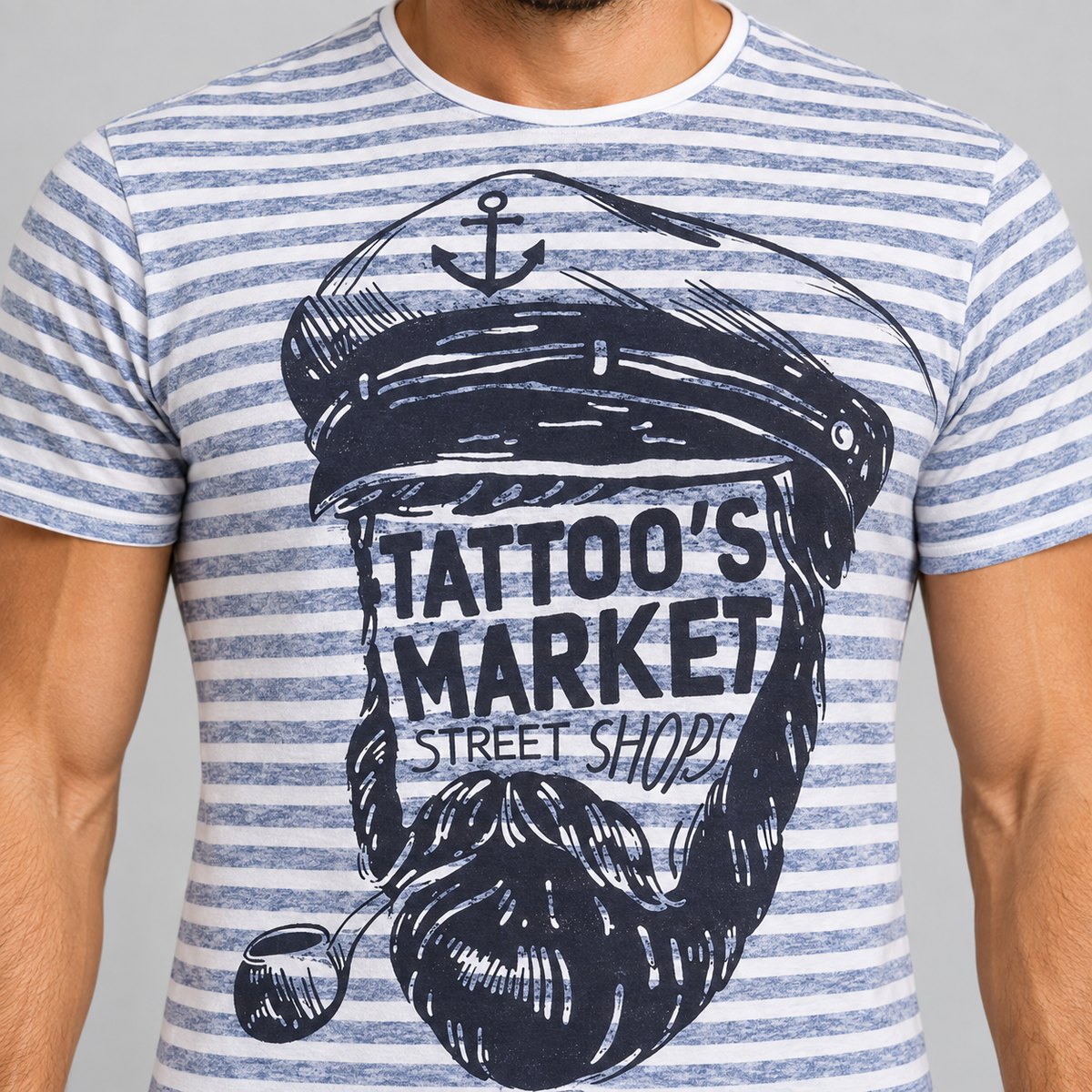 HERREN-T-Shirt, kurzärmelig, 100 % hergestellt in Italien. T-Shirt mit Matrosen-Aufdruck