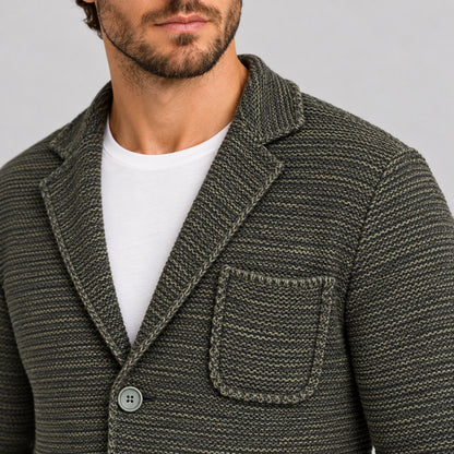 CARDIGAN UOMO LAVORATO A MAGLIA GIACCA MISTO LANA  SLIM FIT MADE IN ITALY