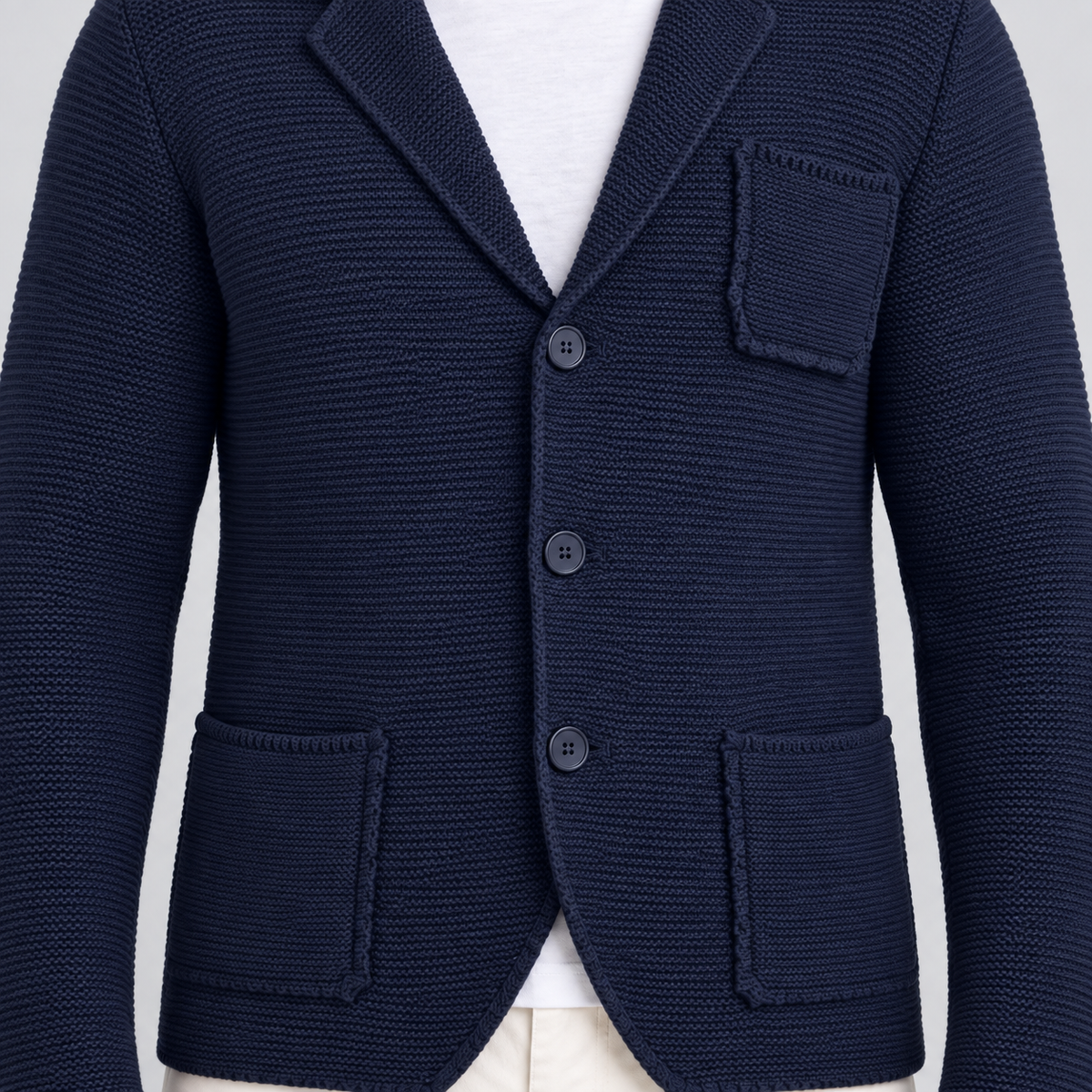 GIACCA UOMO COTONE BLAZER CARDIGAN LAVORATO A MAGLIA SLIM FIT
