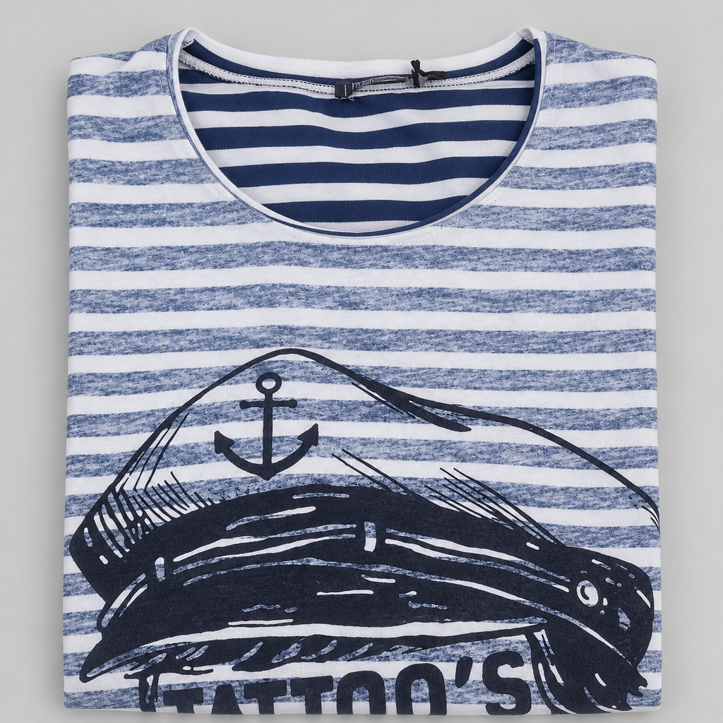 T-SHIRT UOMO MAGLIETTA MANICA CORTA 100% MADE IN ITALY MAGLIA CON STAMPA MARINAIO