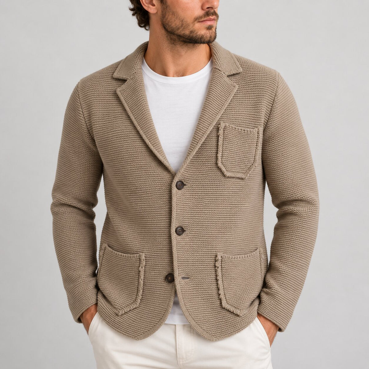 Cardigan da uomo in misto lana, vestibilità slim — Pasquale Jimmy — foto 5