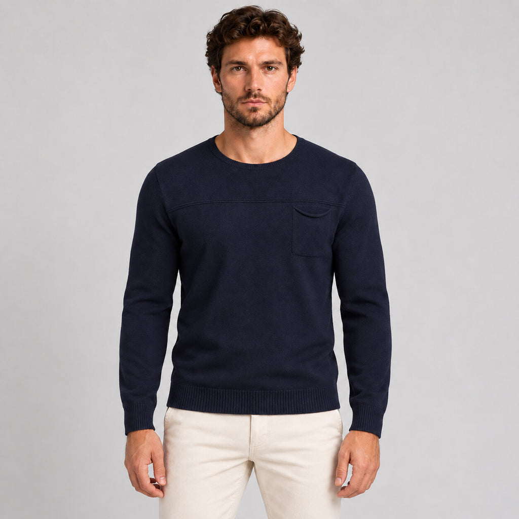 Men's cotton sweater with chest pocket, long sleeves — Pasquale Jimmy — photo 6