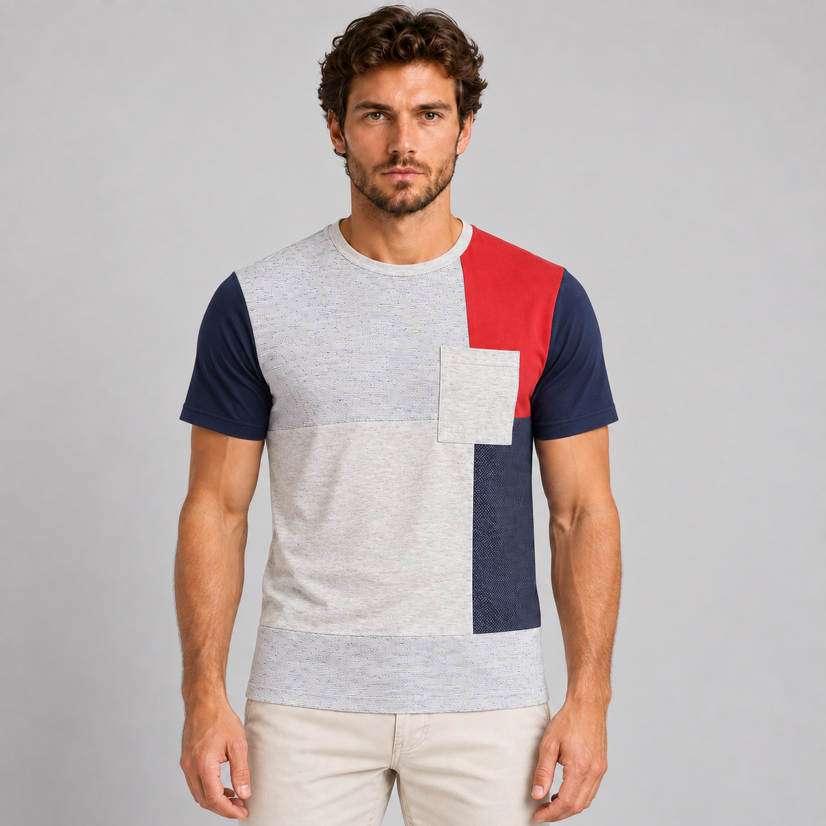 HERREN T-SHIRT SLIM FIT KURZARM-SHIRT 100% BAUMWOLLE MADE IN ITALY