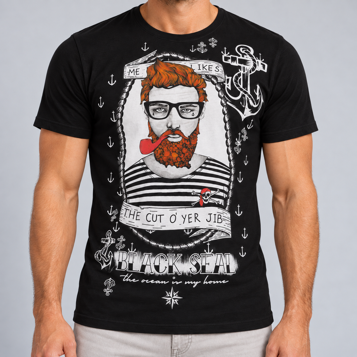 HERREN-T-Shirt, kurzärmliges T-Shirt mit Aufdruck, gestrickt aus 100 % Baumwolle, hergestellt in Italien
