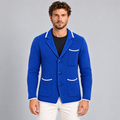 HERREN-CARDIGAN, 100 % BAUMWOLLE, WABENWABEN, ZWEIREIHIG, SCHNEIDER, 100 % HERGESTELLT IN ITALIEN