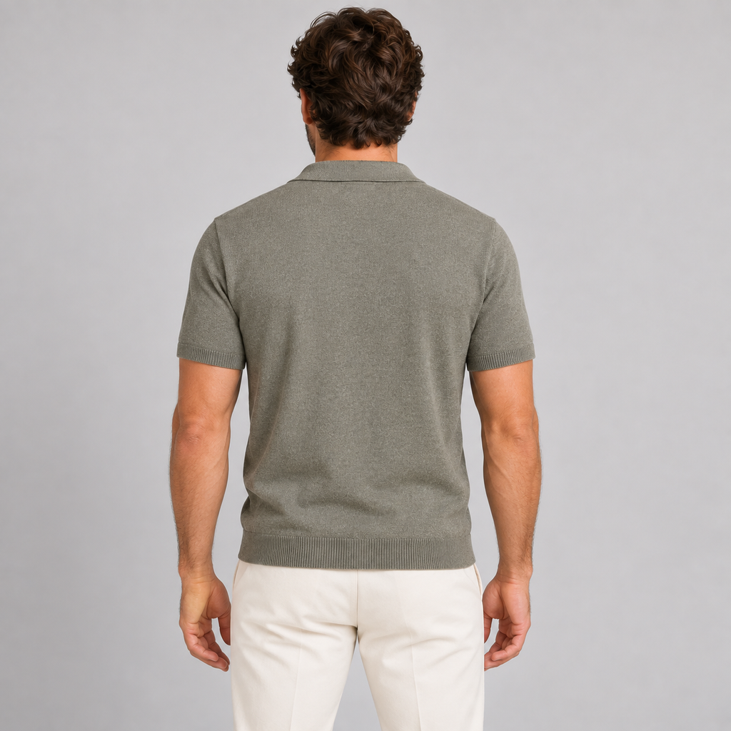 MEN'S COTTON POLO SHIRT SHORT SLEEVE T-SHIRT JERSEY KNIT MADE IN ITALY