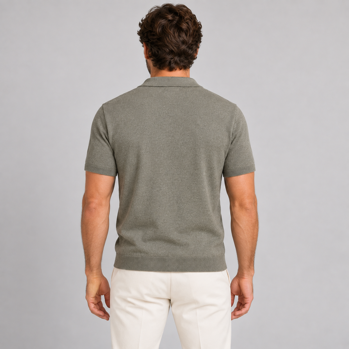 MEN'S COTTON POLO SHIRT SHORT SLEEVE T-SHIRT JERSEY KNIT MADE IN ITALY