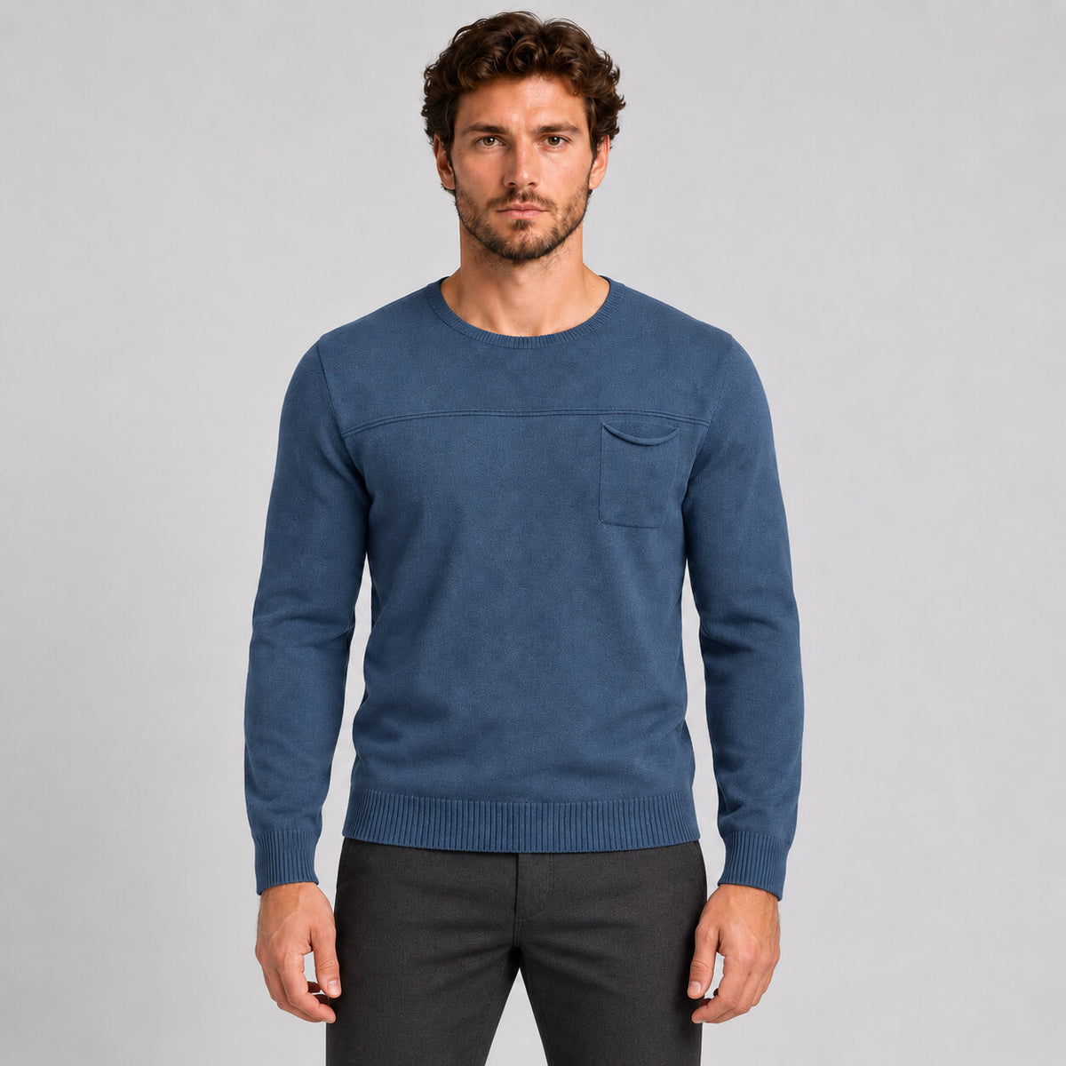 Maglia da uomo in cotone, con taschino, manica lunga — Pasquale Jimmy — foto 7
