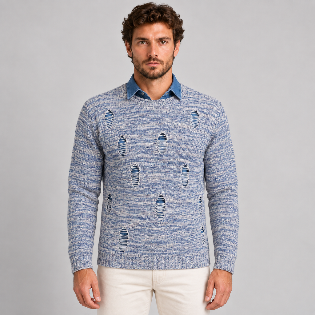 Maglia da uomo in cotone, effetto smagliato, manica lunga — Pasquale Jimmy — foto 7