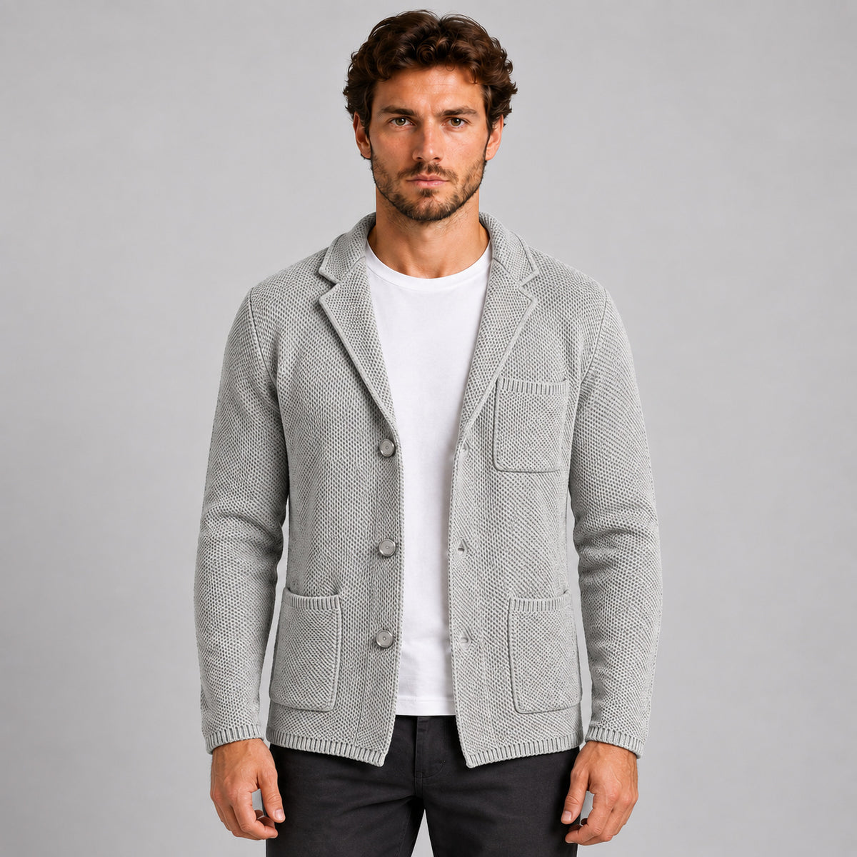 GIACCA CARDIGAN UOMO A NIDO D'APE - 100% COTONE - MADE IN ITALY