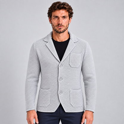 MEN'S COTTON JACKET BLAZER SLIM KNITTED CARDIGAN 100% Made in Italy