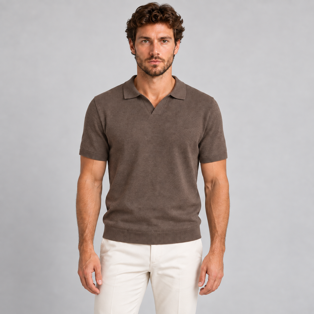 MEN'S COTTON POLO SHIRT SHORT SLEEVE T-SHIRT JERSEY KNIT MADE IN ITALY