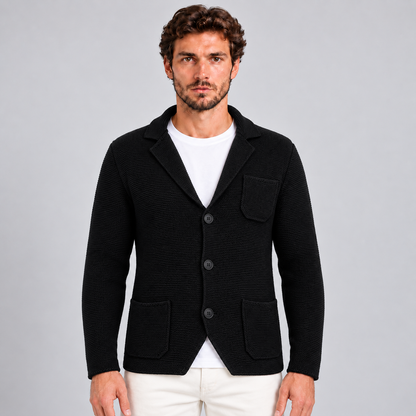 MEN'S COTTON JACKET BLAZER SLIM KNITTED CARDIGAN 100% Made in Italy