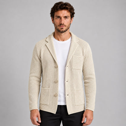 GIACCA CARDIGAN UOMO A NIDO D'APE - 100% COTONE - MADE IN ITALY