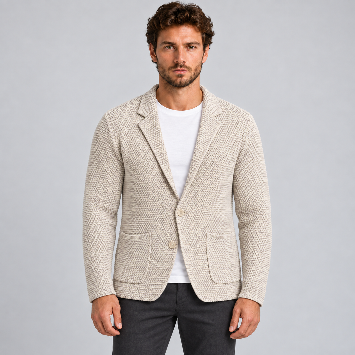 GIACCA UOMO LINKS COTONE CARDIGAN LAVORATA A MAGLIA SLIM FIT