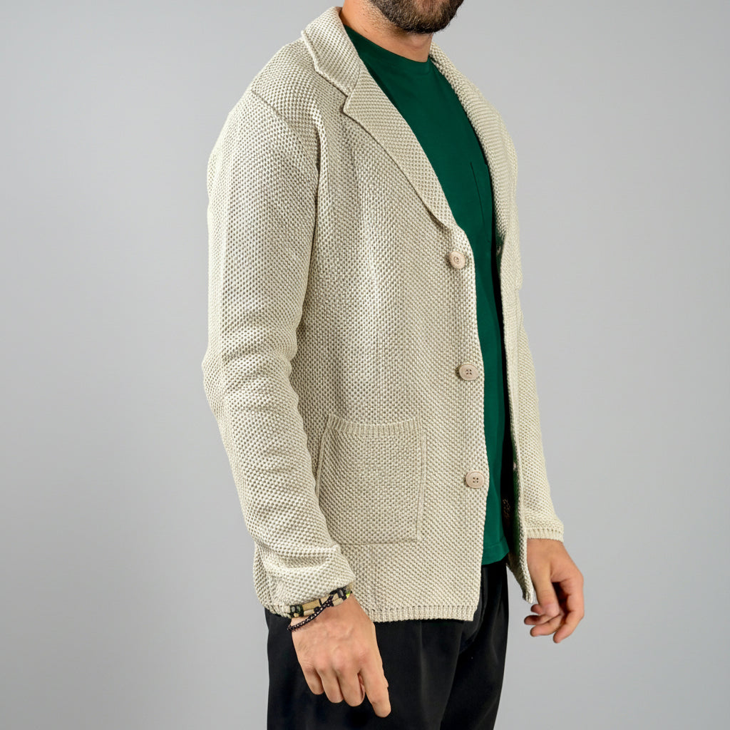 GIACCA CARDIGAN UOMO A NIDO D'APE - 100% COTONE - MADE IN ITALY