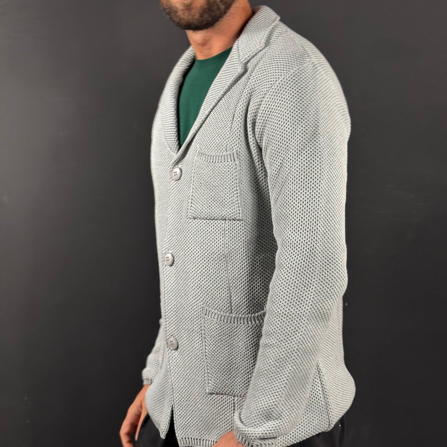 GIACCA CARDIGAN UOMO A NIDO D'APE - 100% COTONE - MADE IN ITALY