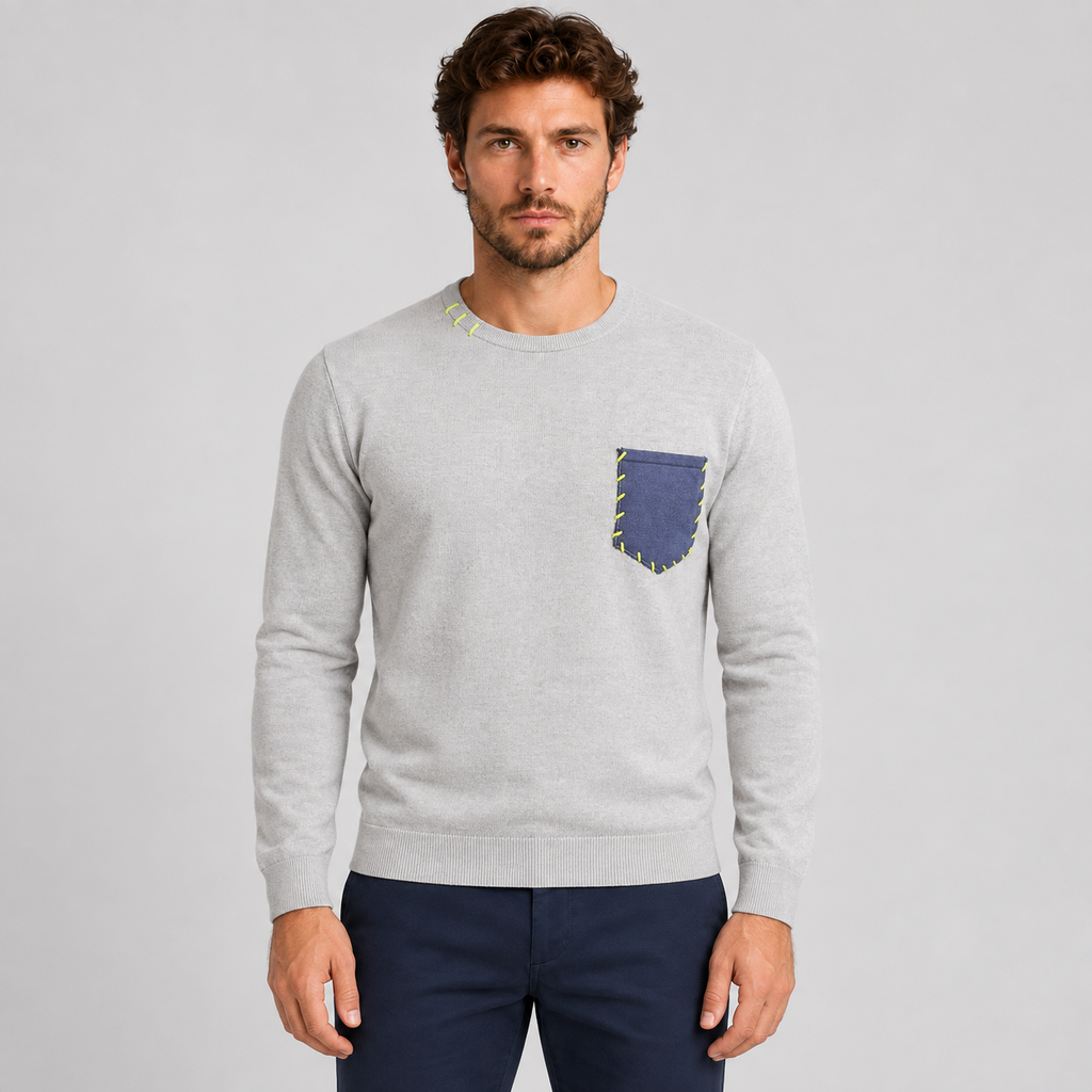 Maglia da uomo in cotone, con taschino, manica lunga — Pasquale Jimmy — foto 9