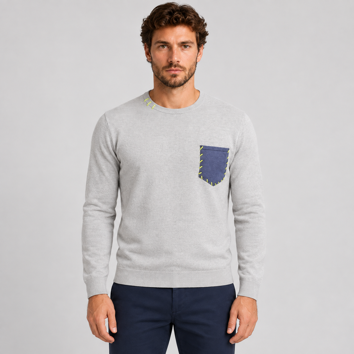Maglia da uomo in cotone, con taschino, manica lunga — Pasquale Jimmy — foto 9