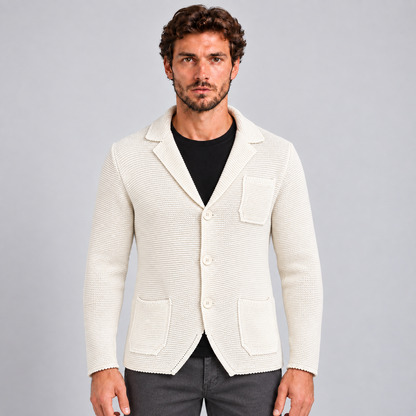 MEN'S COTTON JACKET BLAZER SLIM KNITTED CARDIGAN 100% Made in Italy