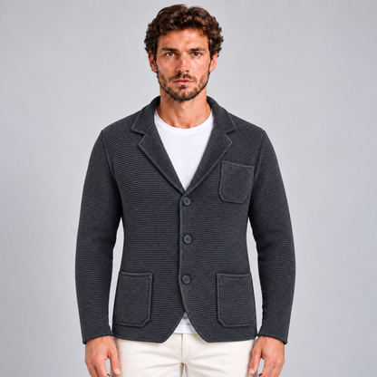 MEN'S COTTON JACKET BLAZER SLIM KNITTED CARDIGAN 100% Made in Italy