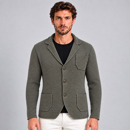 MEN'S COTTON JACKET BLAZER SLIM KNITTED CARDIGAN 100% Made in Italy