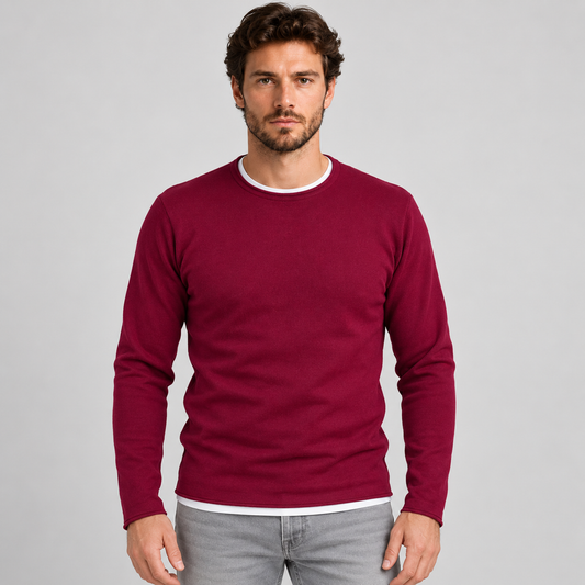 MAGLIA LANA MAGLIONCINO UOMO MANICA LUNGA GIROCOLLO RASATO 100% MADE IN ITALY