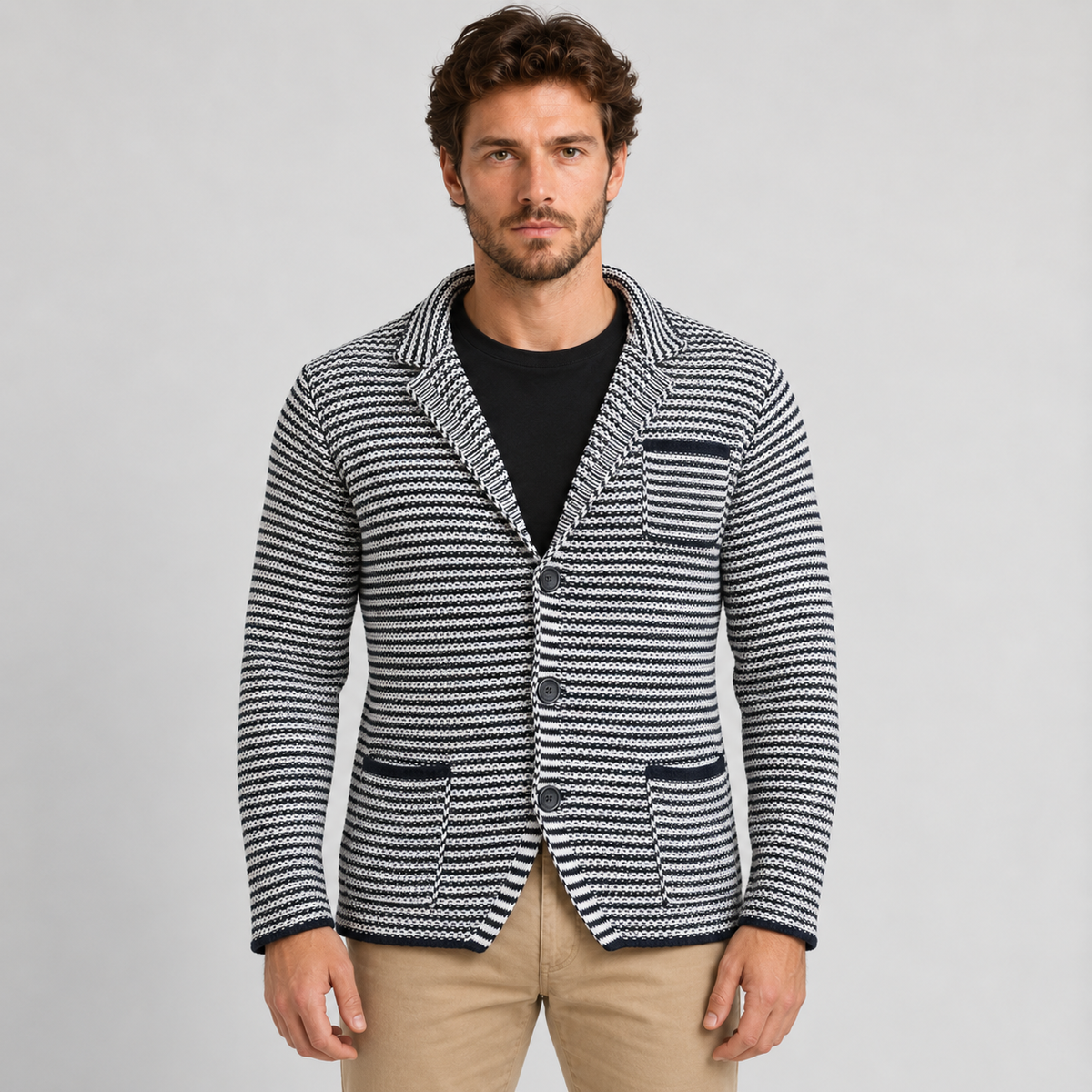 Cardigan blazer da uomo in cotone, vestibilità slim — Pasquale Jimmy