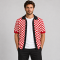 Cardigan da uomo in cotone, lavorazione jacquard, piqué, manica corta — Pasquale Jimmy