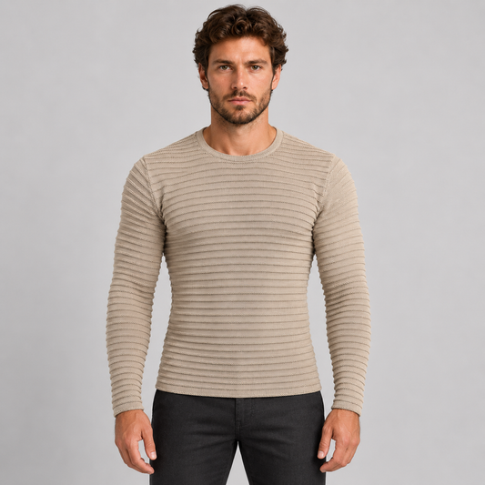 MEN'S COTTON LONG SLEEVE CREW NECK T-SHIRT KNITWEAR T-SHIRT WITH ITALY RELIEF 100% Made in Italy