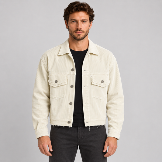 MEN'S CORDUROY COTTON JACKET LIGHTWEIGHT SPORTS JACKET SHIRT 100% MADE IN ITALY