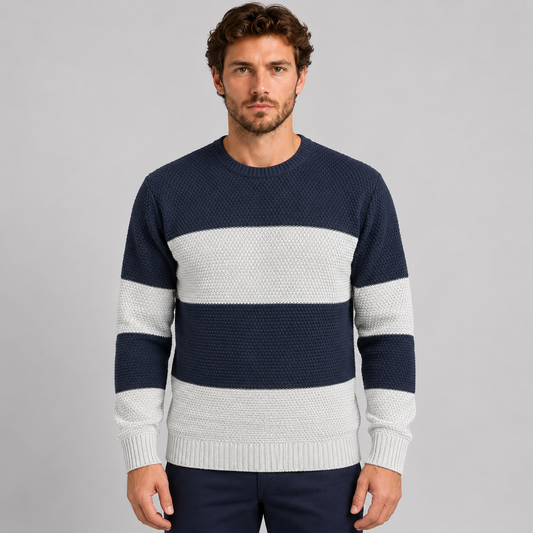 MAGLIA UOMO MAGLIONCINO MANICA LUNGA GIROCOLLO MOTIVO LINKS 100% MADE IN ITALY