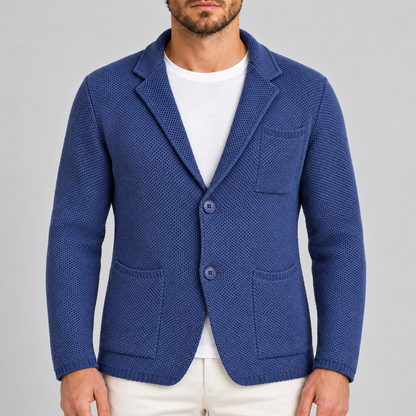 MEN'S COTTON JACKET BLAZER CARDIGAN HONEYCOMB PROCESSING SLIM FIT KNITWEAR 100% MADE IN ITALY