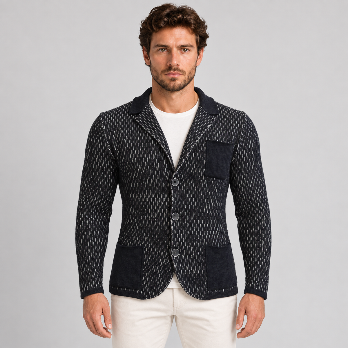 Cardigan da uomo in cotone, vestibilità slim — Pasquale Jimmy