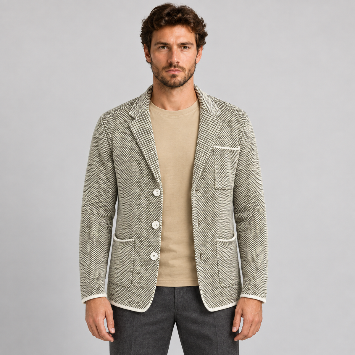 Cardigan da uomo in cotone, lavorazione piqué — Pasquale Jimmy