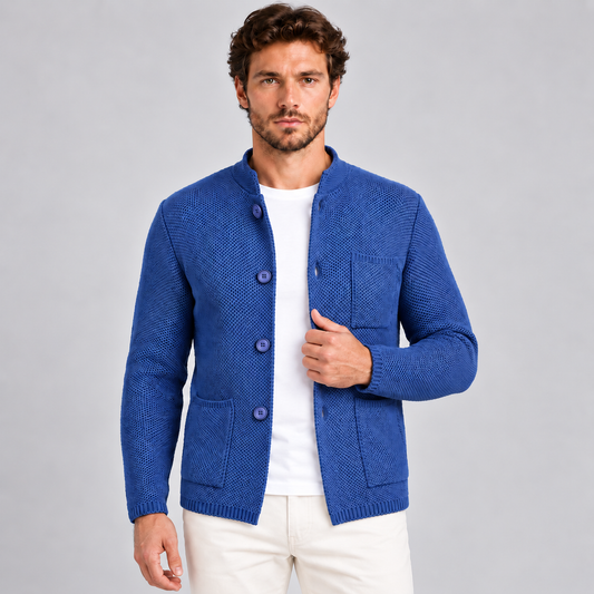 CARDIGAN UOMO COTONE CON COLLETTO COREANO 100% MADE IN ITALY
