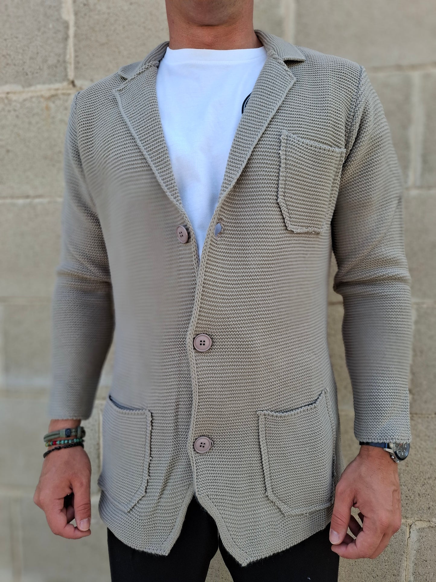 CARDIGAN LANA GIACCA UOMO LAVORATA A MAGLIA 100% MADE IN ITALY