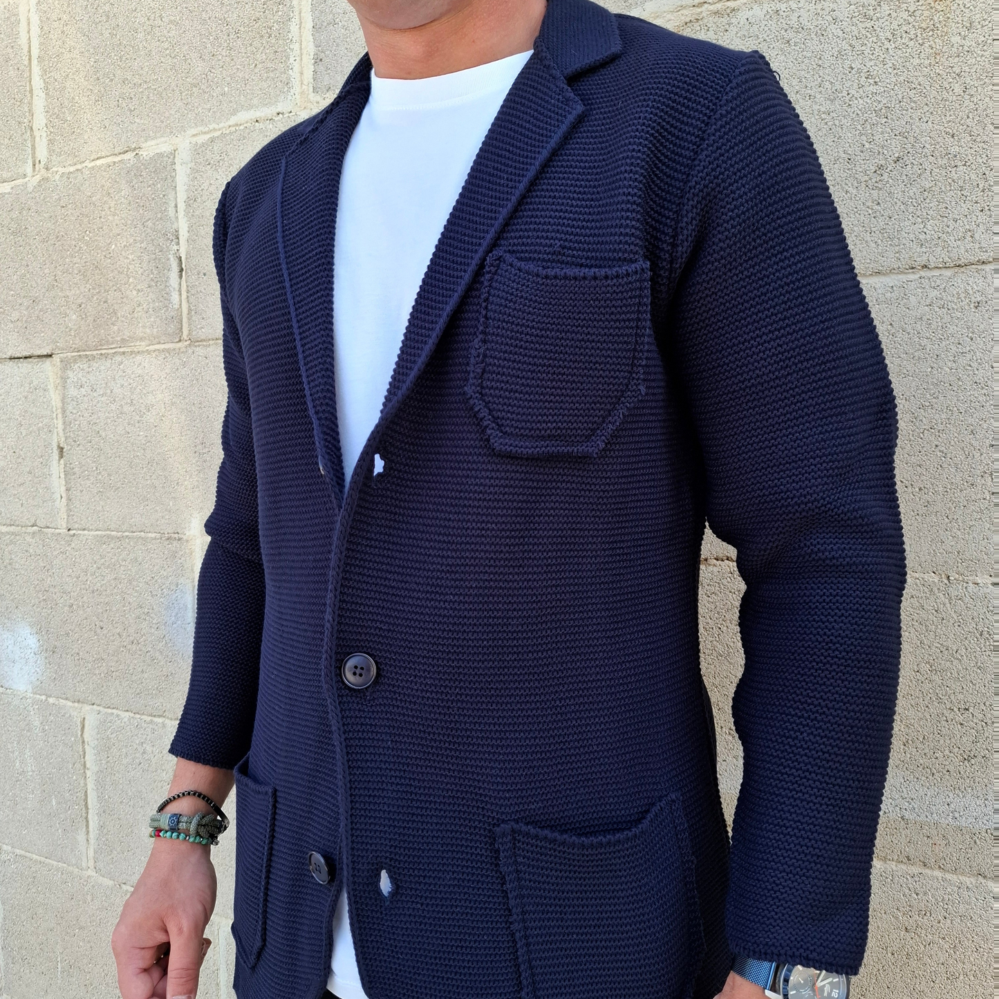 HERREN-WOLLSTRICK-CARDIGAN, 100 % HERGESTELLT IN ITALIEN