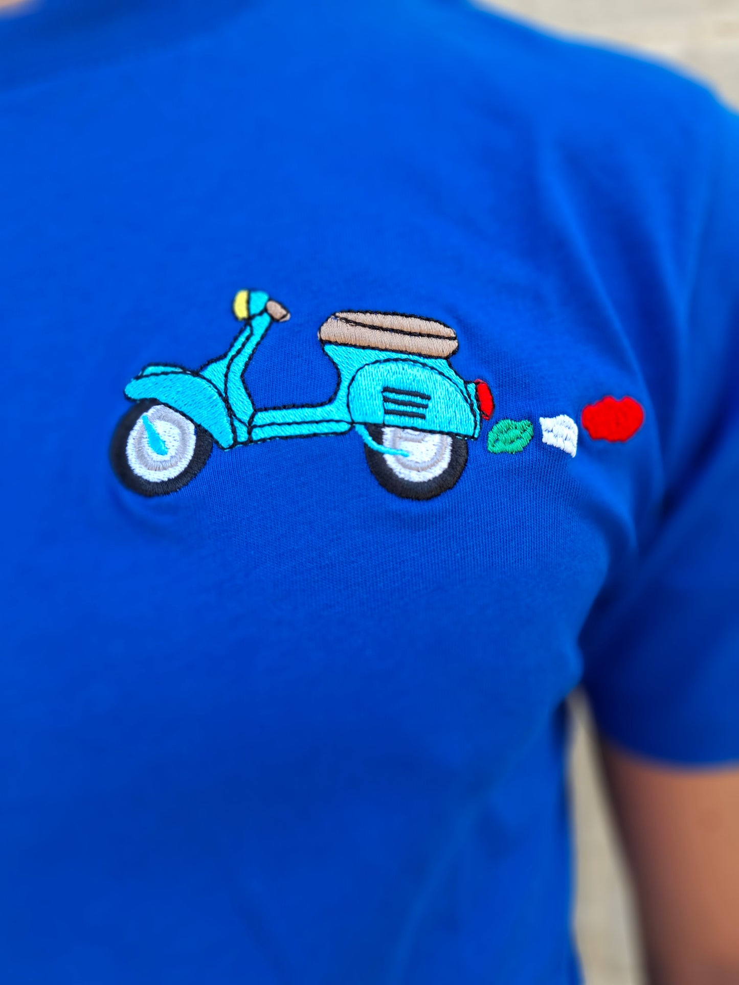 T-SHIRT UOMO 100% COTONE MANICA CORTA MAGLIETTA CON RICAMO VESPA MADE IN ITALY - Pasqualejimmy